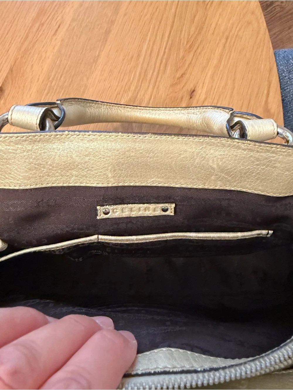 Authentic Celine Boogie Bag Metallic Gold Leather Satchel